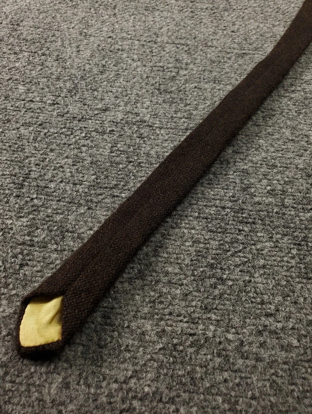 Wool Necktie Made In Scotland Solid Brown Flecked Classic Tie Dark Academia